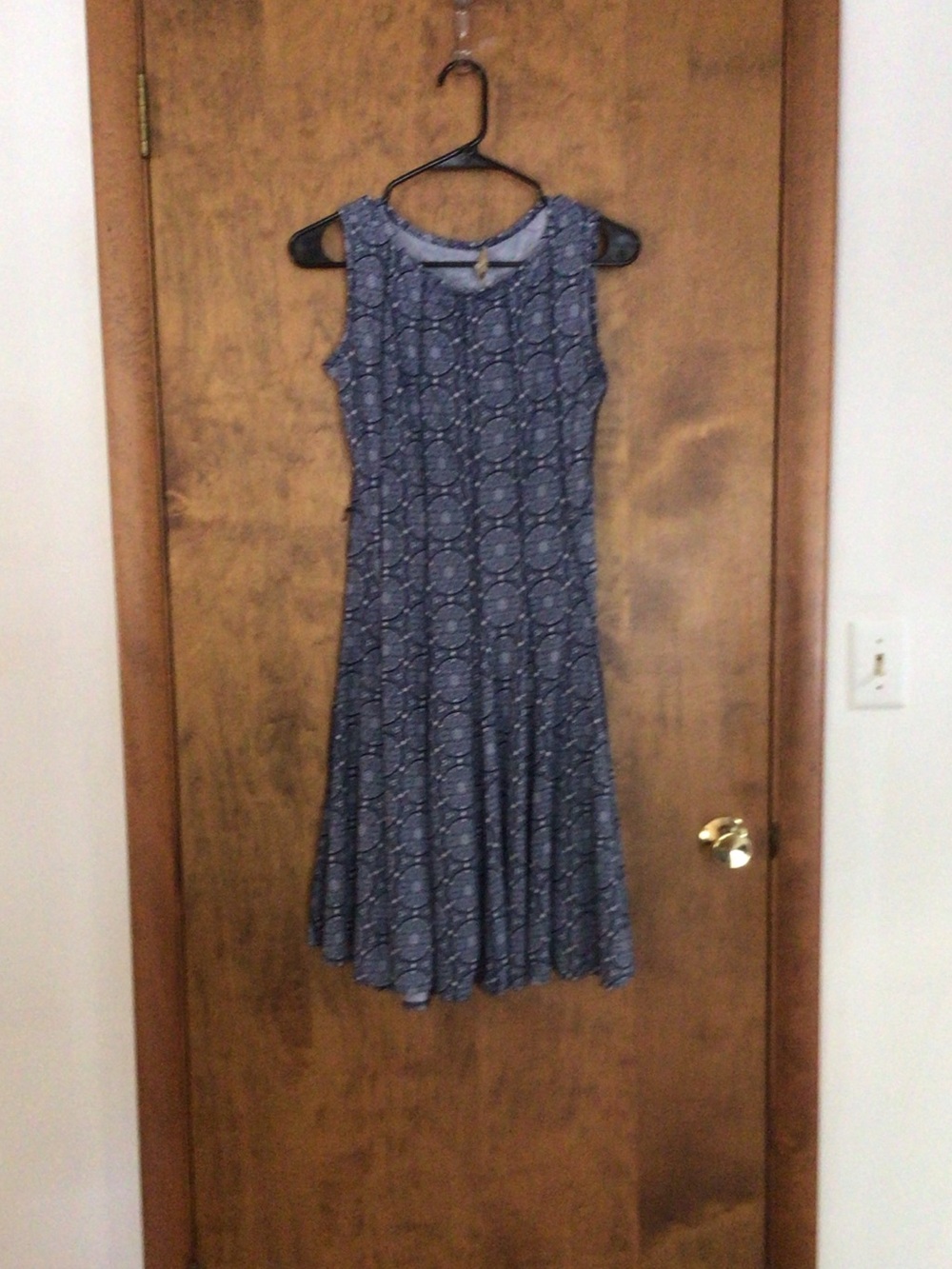 Haani Navy Sleeveless Printed Fit-and-Flare Dress